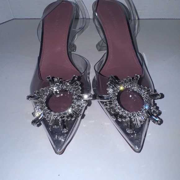 Amina Muaddi Begum Clear Crystal Slingback Pumps 36.5=6.5 - Picture 3 of 8